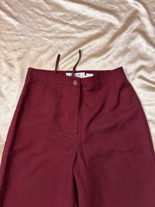 Maroon Wide Leg Trousers