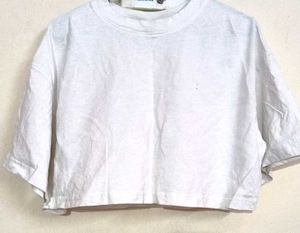 White Cropped boxy Tee