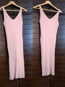 Women Pink Woollen Sheath Dress with Top