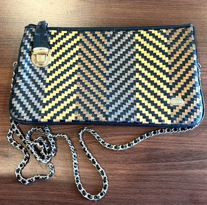 Woven Chevron Clutch with Chain Strap