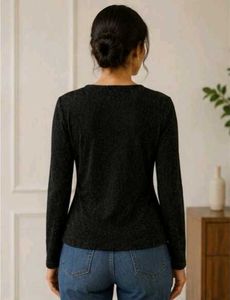 Sparkly Black Long Sleeve Top