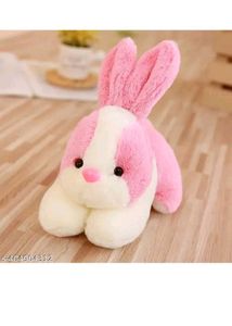Adorable Pink &amp; White Plush Bunny Toy
