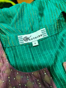 Teal and Onion Pink Suit with mukaish work