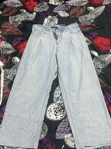 Light Wash Wide Leg Baggy Jeans