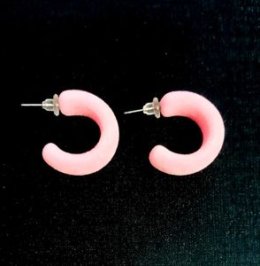 Chic Pink Velvet Hoop Earrings