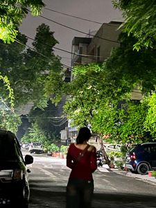 korean Red Top with one shoulder