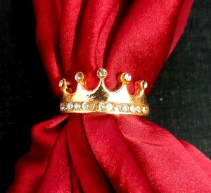 Gold Crown Ring with Crystals
