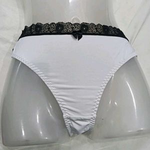 ❤️‍🔥 White Briefs with Black Lace Trim