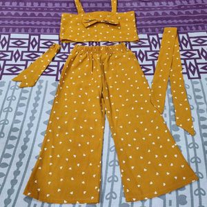 Heart Print Crop Top &amp; Pants Set