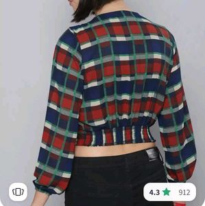 Trendy Plaid Wrap Top