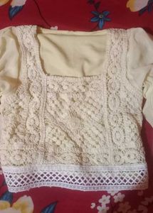 Boho Crochet Square Neck Top