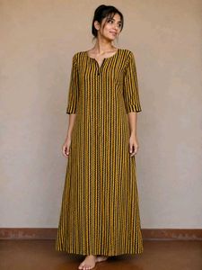 Yellow & Black Striped Kurta