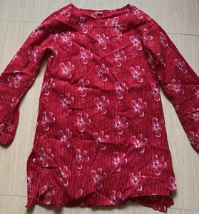 Red Floral Print Kurta