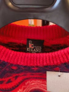 Brand New Korean Stylish Red Patterned Sweater