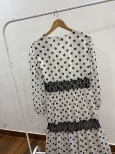 Kazo White Polka Dot Midi Dress