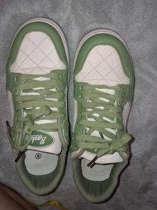 Green &amp; White Quilted Sneakers