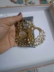 Designer Party Wear Long Silver Stones Earrings