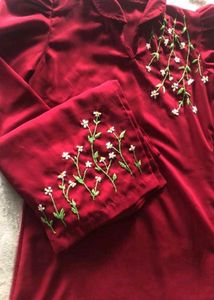 Burgundy Embroidered cord set