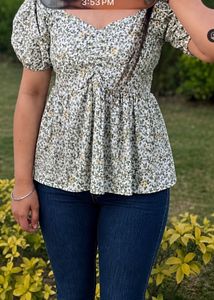 Floral Print Peplum Top