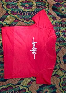 Red 'Beautiful' Crop Top
