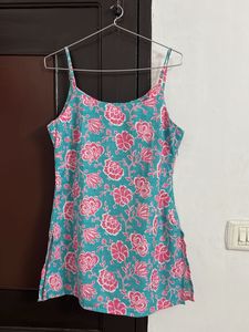 Sky blue &amp;Pink  Floral Kurta Set with Dupatta