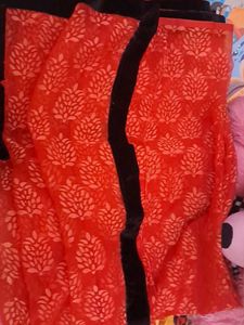 Orange Saree with Black Border in barso💃💃🎉🎉