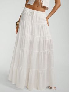 Stretchable White Flowy Skirt
