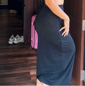 Elegant Black Slit Maxi Skirt M-XL
