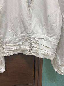 Chic White Ruched Button-Up Blouse from Outryt