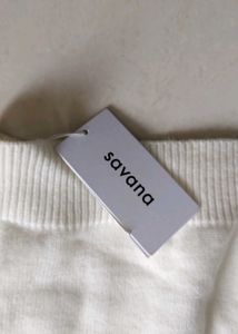 Cream Knit Sweater with Black Detail
