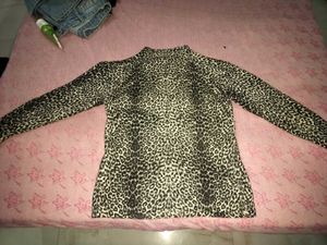 Leopard Print Mock Neck Top