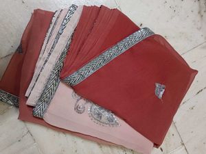 Elegant Red Embroidered Saree