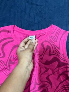 Pink Swirl Print Crop Top