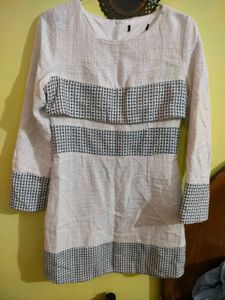 woolen Chic White Textured Dress