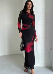 Chic Black & Red Floral Maxi Dress