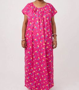 Comfortable Pink Leaf Print Nightgown