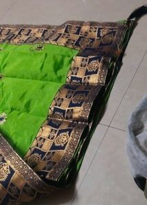 Vibrant Green Embroidered Silk Saree