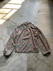 Tokyo Talkies Floral Print Tie-Neck Top