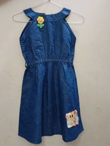 Cute Denim Dress with Flower Detail
