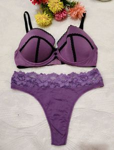 Purple Bra & Thong Set