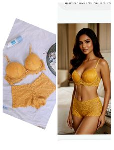 Yellow Lace Bra and Panty Set