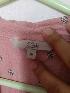 Pink Printed Button-Up Shirt