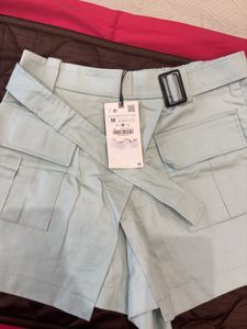 Light Blue Cargo Shorts with Belt