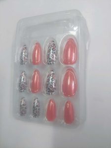 Press-On Nails - Leopard Print &amp; Coral