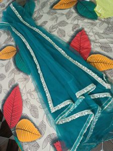 Beautiful Teal Dupatta with Embellished Border