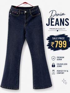 Dark Wash Flared Denim Jeans