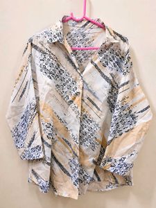 Chic Abstract Print Button-Up Shirt