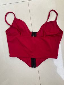 Red Corset Style Top with Zipper