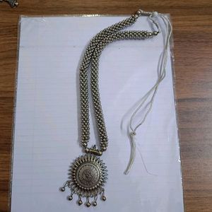 Oxidized Silver Sun Pendant Necklace Set