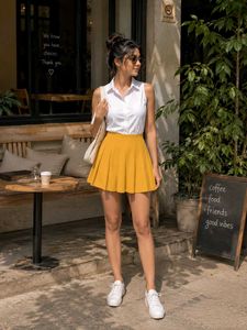 Stylish Yellow skater Mini Skirt